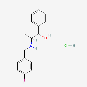 molecular formula C16H19ClFNO B4165765 2-[(4-Fluorophenyl)methylamino]-1-phenylpropan-1-ol;hydrochloride 