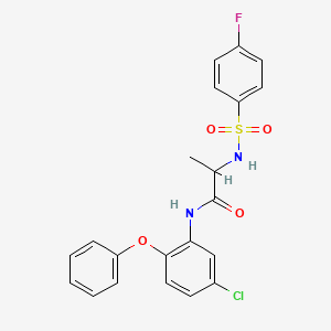 molecular formula C21H18ClFN2O4S B4165785 N~1~-(5-chloro-2-phenoxyphenyl)-N~2~-[(4-fluorophenyl)sulfonyl]alaninamide 