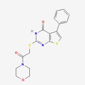 molecular formula C18H17N3O3S2 B4165796 2-{[2-(4-morpholinyl)-2-oxoethyl]thio}-5-phenylthieno[2,3-d]pyrimidin-4-ol 
