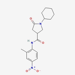 molecular formula C18H23N3O4 B4165810 1-cyclohexyl-N-(2-methyl-4-nitrophenyl)-5-oxo-3-pyrrolidinecarboxamide 