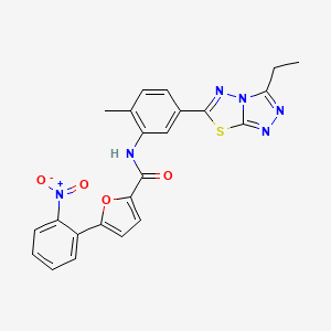molecular formula C23H18N6O4S B4165815 N-[5-(3-ethyl[1,2,4]triazolo[3,4-b][1,3,4]thiadiazol-6-yl)-2-methylphenyl]-5-(2-nitrophenyl)-2-furamide 