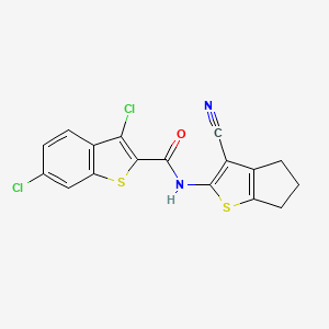 molecular formula C17H10Cl2N2OS2 B4165819 3,6-dichloro-N-(3-cyano-5,6-dihydro-4H-cyclopenta[b]thien-2-yl)-1-benzothiophene-2-carboxamide 