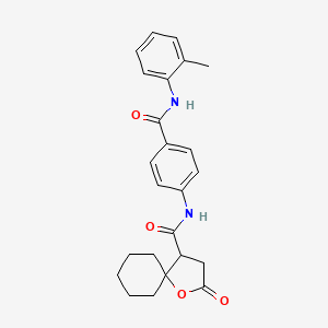 molecular formula C24H26N2O4 B4165825 N-(4-{[(2-methylphenyl)amino]carbonyl}phenyl)-2-oxo-1-oxaspiro[4.5]decane-4-carboxamide 