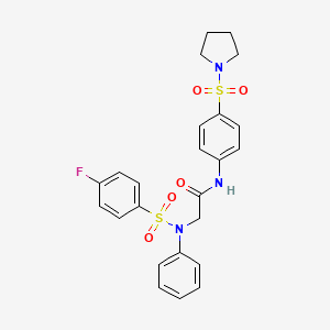 molecular formula C24H24FN3O5S2 B4165879 N~2~-[(4-fluorophenyl)sulfonyl]-N~2~-phenyl-N~1~-[4-(1-pyrrolidinylsulfonyl)phenyl]glycinamide 
