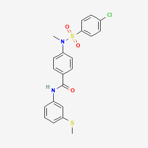 molecular formula C21H19ClN2O3S2 B4165898 4-[[(4-chlorophenyl)sulfonyl](methyl)amino]-N-[3-(methylthio)phenyl]benzamide 