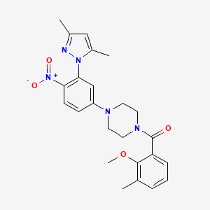 molecular formula C24H27N5O4 B4165951 1-[3-(3,5-dimethyl-1H-pyrazol-1-yl)-4-nitrophenyl]-4-(2-methoxy-3-methylbenzoyl)piperazine 