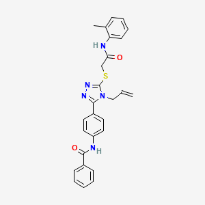 molecular formula C27H25N5O2S B4165953 N-{4-[4-allyl-5-({2-[(2-methylphenyl)amino]-2-oxoethyl}thio)-4H-1,2,4-triazol-3-yl]phenyl}benzamide 