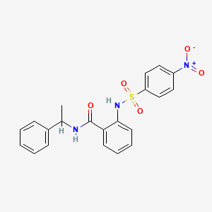 molecular formula C21H19N3O5S B4165966 2-{[(4-nitrophenyl)sulfonyl]amino}-N-(1-phenylethyl)benzamide 