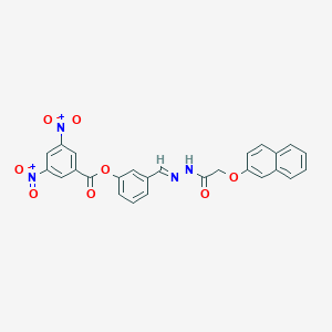 molecular formula C26H18N4O8 B416597 3-{2-[(2-Naphthyloxy)acetyl]carbohydrazonoyl}phenyl 3,5-bisnitrobenzoate 