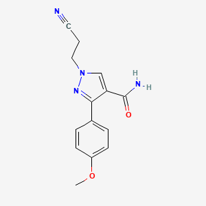 molecular formula C14H14N4O2 B4165987 1-(2-cyanoethyl)-3-(4-methoxyphenyl)-1H-pyrazole-4-carboxamide 