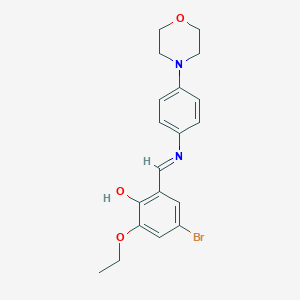 molecular formula C19H21BrN2O3 B416602 4-Bromo-2-ethoxy-6-({[4-(4-morpholinyl)phenyl]imino}methyl)phenol 