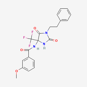 molecular formula C20H18F3N3O4 B4166029 N-[2,5-dioxo-1-(2-phenylethyl)-4-(trifluoromethyl)-4-imidazolidinyl]-3-methoxybenzamide 
