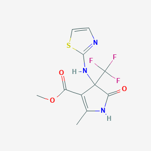 molecular formula C11H10F3N3O3S B4166047 methyl 2-methyl-5-oxo-4-(1,3-thiazol-2-ylamino)-4-(trifluoromethyl)-4,5-dihydro-1H-pyrrole-3-carboxylate 