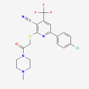 6-(4-chlorophenyl)-2-{[2-(4-methyl-1-piperazinyl)-2-oxoethyl]thio}-4-(trifluoromethyl)nicotinonitrile