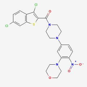 molecular formula C23H22Cl2N4O4S B4166101 4-(5-{4-[(3,6-dichloro-1-benzothien-2-yl)carbonyl]-1-piperazinyl}-2-nitrophenyl)morpholine 