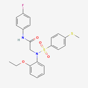 molecular formula C23H23FN2O4S2 B4166117 N~2~-(2-ethoxyphenyl)-N~1~-(4-fluorophenyl)-N~2~-{[4-(methylthio)phenyl]sulfonyl}glycinamide 