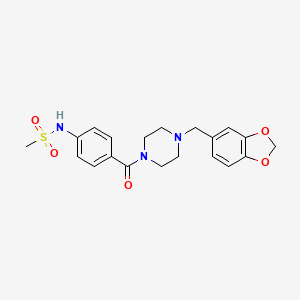 molecular formula C20H23N3O5S B4166126 N-(4-{[4-(1,3-benzodioxol-5-ylmethyl)-1-piperazinyl]carbonyl}phenyl)methanesulfonamide 