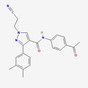 molecular formula C23H22N4O2 B4166133 N-(4-acetylphenyl)-1-(2-cyanoethyl)-3-(3,4-dimethylphenyl)-1H-pyrazole-4-carboxamide 