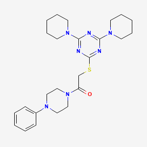 molecular formula C25H35N7OS B4166153 2-{[2-oxo-2-(4-phenyl-1-piperazinyl)ethyl]thio}-4,6-di-1-piperidinyl-1,3,5-triazine 