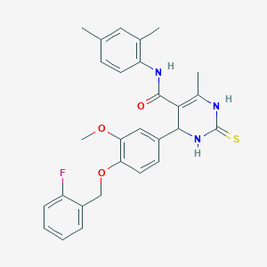 molecular formula C28H28FN3O3S B4166210 N-(2,4-dimethylphenyl)-4-{4-[(2-fluorobenzyl)oxy]-3-methoxyphenyl}-6-methyl-2-thioxo-1,2,3,4-tetrahydro-5-pyrimidinecarboxamide 