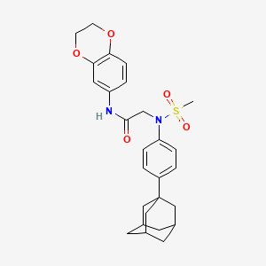 molecular formula C27H32N2O5S B4166247 N~2~-[4-(1-adamantyl)phenyl]-N~1~-(2,3-dihydro-1,4-benzodioxin-6-yl)-N~2~-(methylsulfonyl)glycinamide 