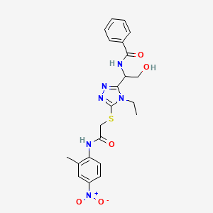 molecular formula C22H24N6O5S B4166253 N-{1-[4-ethyl-5-({2-[(2-methyl-4-nitrophenyl)amino]-2-oxoethyl}thio)-4H-1,2,4-triazol-3-yl]-2-hydroxyethyl}benzamide 