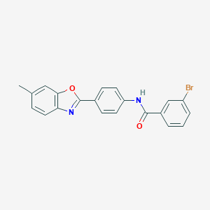 molecular formula C21H15BrN2O2 B416626 3-bromo-N-[4-(6-methyl-1,3-benzoxazol-2-yl)phenyl]benzamide 