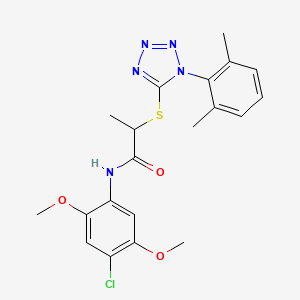 molecular formula C20H22ClN5O3S B4166262 N-(4-chloro-2,5-dimethoxyphenyl)-2-{[1-(2,6-dimethylphenyl)-1H-tetrazol-5-yl]thio}propanamide 