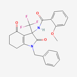 molecular formula C24H21F3N2O4 B4166277 N-[1-benzyl-2,4-dioxo-3-(trifluoromethyl)-2,3,4,5,6,7-hexahydro-1H-indol-3-yl]-2-methoxybenzamide 