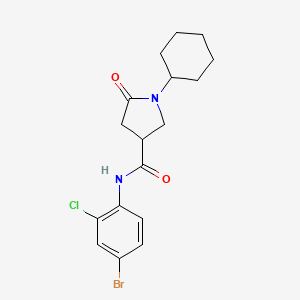 molecular formula C17H20BrClN2O2 B4166310 N-(4-bromo-2-chlorophenyl)-1-cyclohexyl-5-oxo-3-pyrrolidinecarboxamide 