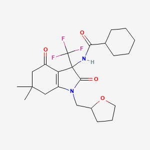 N-[6,6-dimethyl-2,4-dioxo-1-(tetrahydro-2-furanylmethyl)-3-(trifluoromethyl)-2,3,4,5,6,7-hexahydro-1H-indol-3-yl]cyclohexanecarboxamide