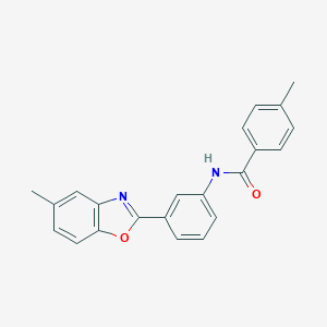4-methyl-N-[3-(5-methyl-1,3-benzoxazol-2-yl)phenyl]benzamide