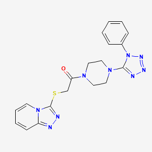 molecular formula C19H19N9OS B4166351 3-({2-oxo-2-[4-(1-phenyl-1H-tetrazol-5-yl)-1-piperazinyl]ethyl}thio)[1,2,4]triazolo[4,3-a]pyridine 