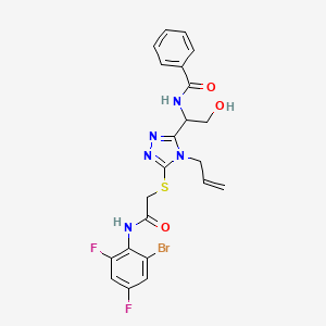 molecular formula C22H20BrF2N5O3S B4166393 N-{1-[4-allyl-5-({2-[(2-bromo-4,6-difluorophenyl)amino]-2-oxoethyl}thio)-4H-1,2,4-triazol-3-yl]-2-hydroxyethyl}benzamide 