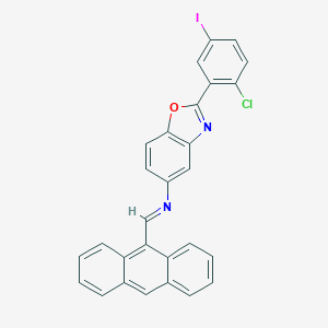 N-[(E)-anthracen-9-ylmethylidene]-2-(2-chloro-5-iodophenyl)-1,3-benzoxazol-5-amine