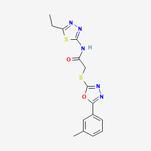 molecular formula C15H15N5O2S2 B4166420 N-(5-ethyl-1,3,4-thiadiazol-2-yl)-2-{[5-(3-methylphenyl)-1,3,4-oxadiazol-2-yl]thio}acetamide 