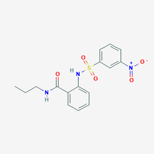 molecular formula C16H17N3O5S B4166433 2-{[(3-nitrophenyl)sulfonyl]amino}-N-propylbenzamide 