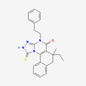 molecular formula C24H24N4OS B4166471 6-ethyl-1-mercapto-6-methyl-4-(2-phenylethyl)-6,7-dihydrobenzo[h][1,2,4]triazolo[4,3-a]quinazolin-5(4H)-one 