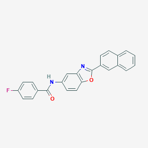 molecular formula C24H15FN2O2 B416650 4-fluoro-N-(2-naphthalen-2-yl-1,3-benzoxazol-5-yl)benzamide 