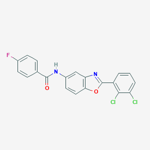 molecular formula C20H11Cl2FN2O2 B416651 N-[2-(2,3-dichlorophenyl)-1,3-benzoxazol-5-yl]-4-fluorobenzamide 