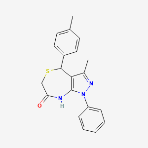 molecular formula C20H19N3OS B4166510 3-methyl-4-(4-methylphenyl)-1-phenyl-4,8-dihydro-1H-pyrazolo[3,4-e][1,4]thiazepin-7(6H)-one 