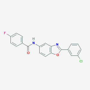 molecular formula C20H12ClFN2O2 B416652 N-[2-(3-chlorophenyl)-1,3-benzoxazol-5-yl]-4-fluorobenzamide 