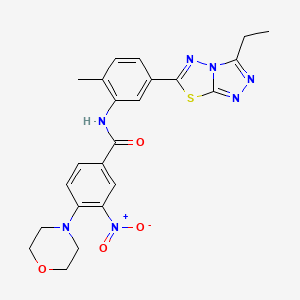 molecular formula C23H23N7O4S B4166525 N-[5-(3-ethyl[1,2,4]triazolo[3,4-b][1,3,4]thiadiazol-6-yl)-2-methylphenyl]-4-(4-morpholinyl)-3-nitrobenzamide 