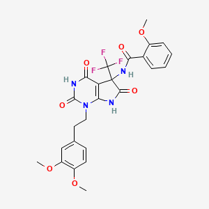 molecular formula C25H23F3N4O7 B4166529 N-[1-[2-(3,4-dimethoxyphenyl)ethyl]-2,4,6-trioxo-5-(trifluoromethyl)-2,3,4,5,6,7-hexahydro-1H-pyrrolo[2,3-d]pyrimidin-5-yl]-2-methoxybenzamide 