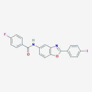 molecular formula C20H12FIN2O2 B416655 4-fluoro-N-[2-(4-iodophenyl)-1,3-benzoxazol-5-yl]benzamide 