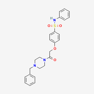 molecular formula C25H27N3O4S B4166580 4-[2-(4-benzyl-1-piperazinyl)-2-oxoethoxy]-N-phenylbenzenesulfonamide 
