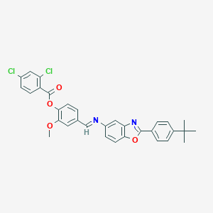 molecular formula C32H26Cl2N2O4 B416659 4-({[2-(4-Tert-butylphenyl)-1,3-benzoxazol-5-yl]imino}methyl)-2-methoxyphenyl 2,4-dichlorobenzoate 