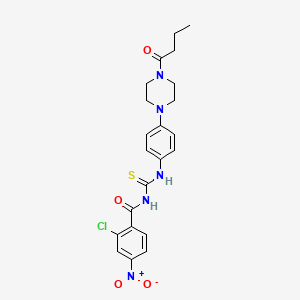 molecular formula C22H24ClN5O4S B4166596 N-({[4-(4-butyryl-1-piperazinyl)phenyl]amino}carbonothioyl)-2-chloro-4-nitrobenzamide 