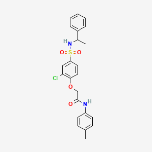 molecular formula C23H23ClN2O4S B4166644 2-(2-chloro-4-{[(1-phenylethyl)amino]sulfonyl}phenoxy)-N-(4-methylphenyl)acetamide 