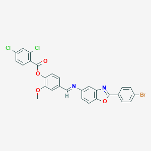 4-({[2-(4-Bromophenyl)-1,3-benzoxazol-5-yl]imino}methyl)-2-methoxyphenyl 2,4-dichlorobenzoate